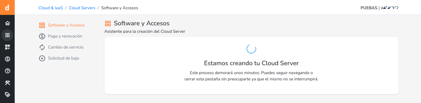 Creación del Cloud Server